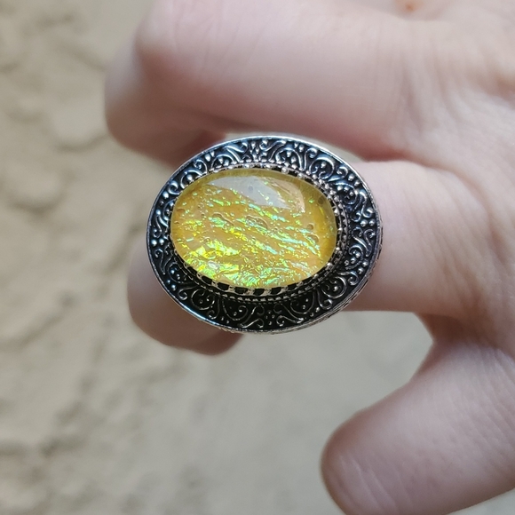 New Triplet Opal Antique Design 925 Silver Statement Ring. - Picture 4 of 14